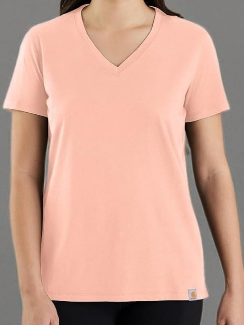 Carhartt Women's Short Sleeve V-Neck Top in Peach EUC